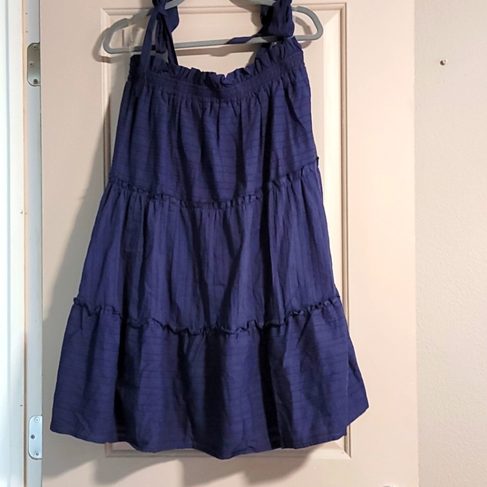 Navy Aviana Ruffle Midi Dress